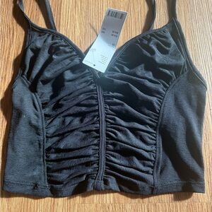Urban Outfitters Black Ruched Front Crop Top